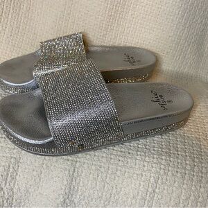 Elegant Silver Slide Sandals
